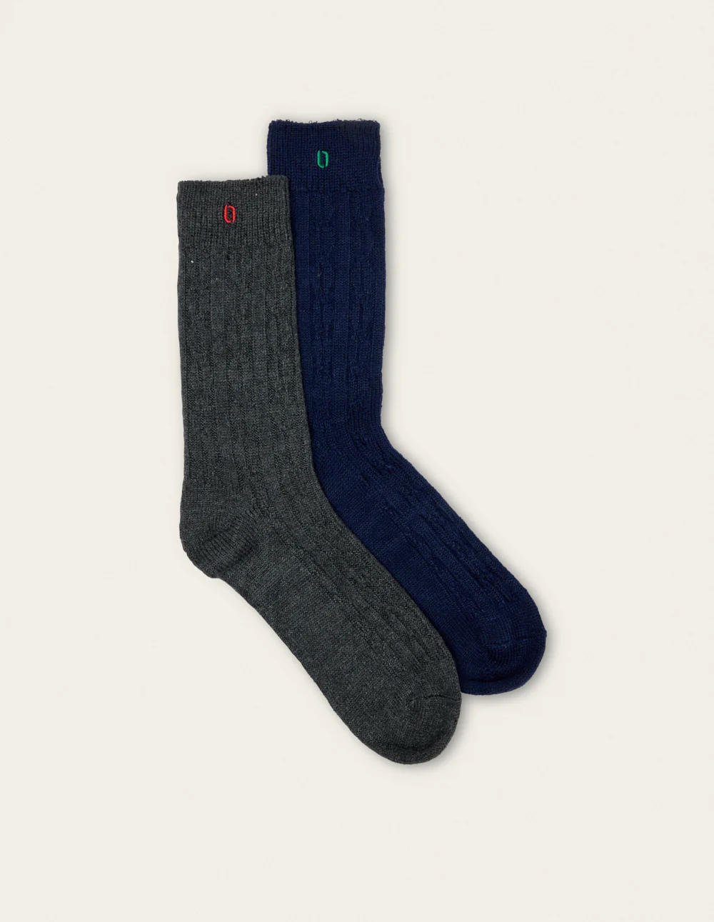 Pack de 2 Chaussettes - Torsades marine gris