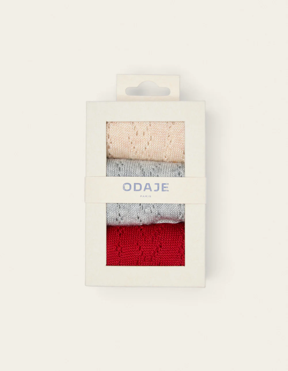 Pack de 3 Chaussettes - Ajourée ecru gris rouge - Image 3