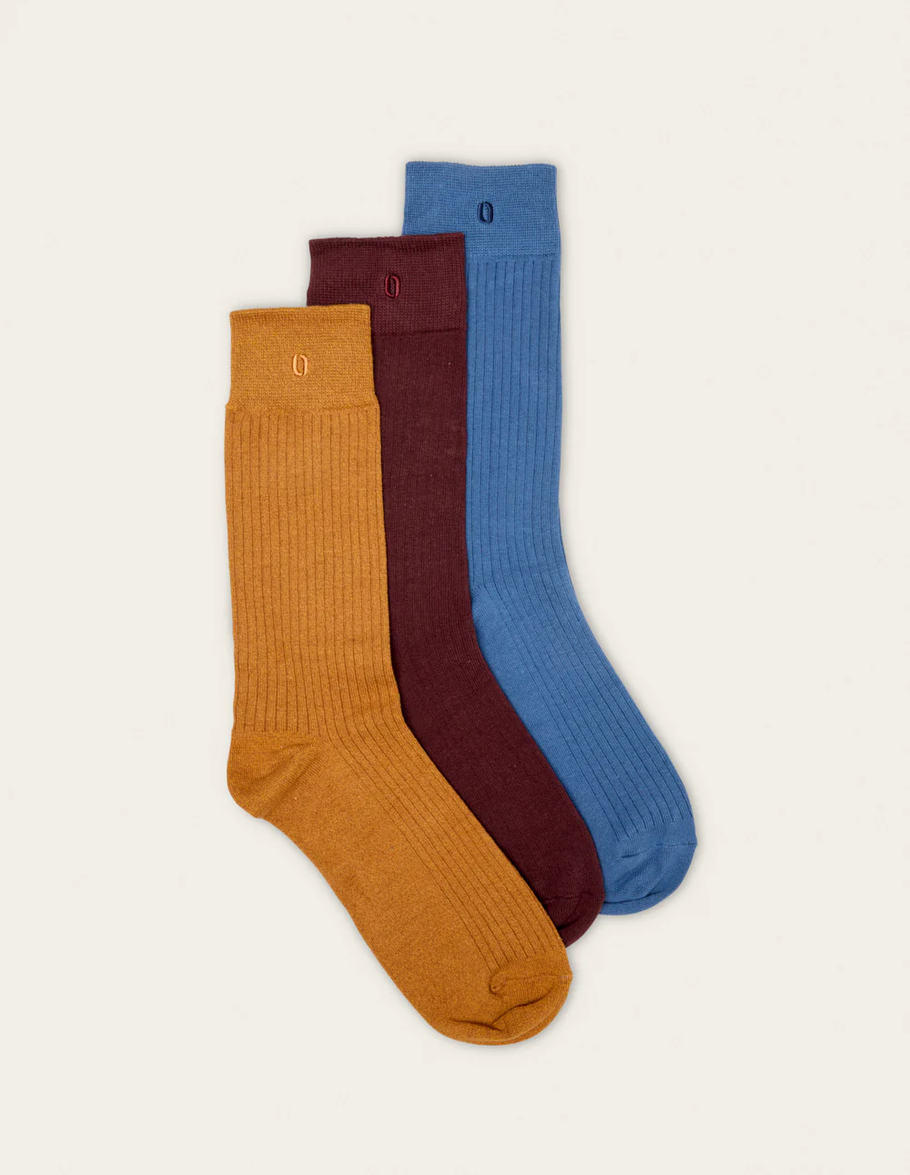 Pack de 3 Chaussettes - Côtelé bleu moutarde bordeaux
