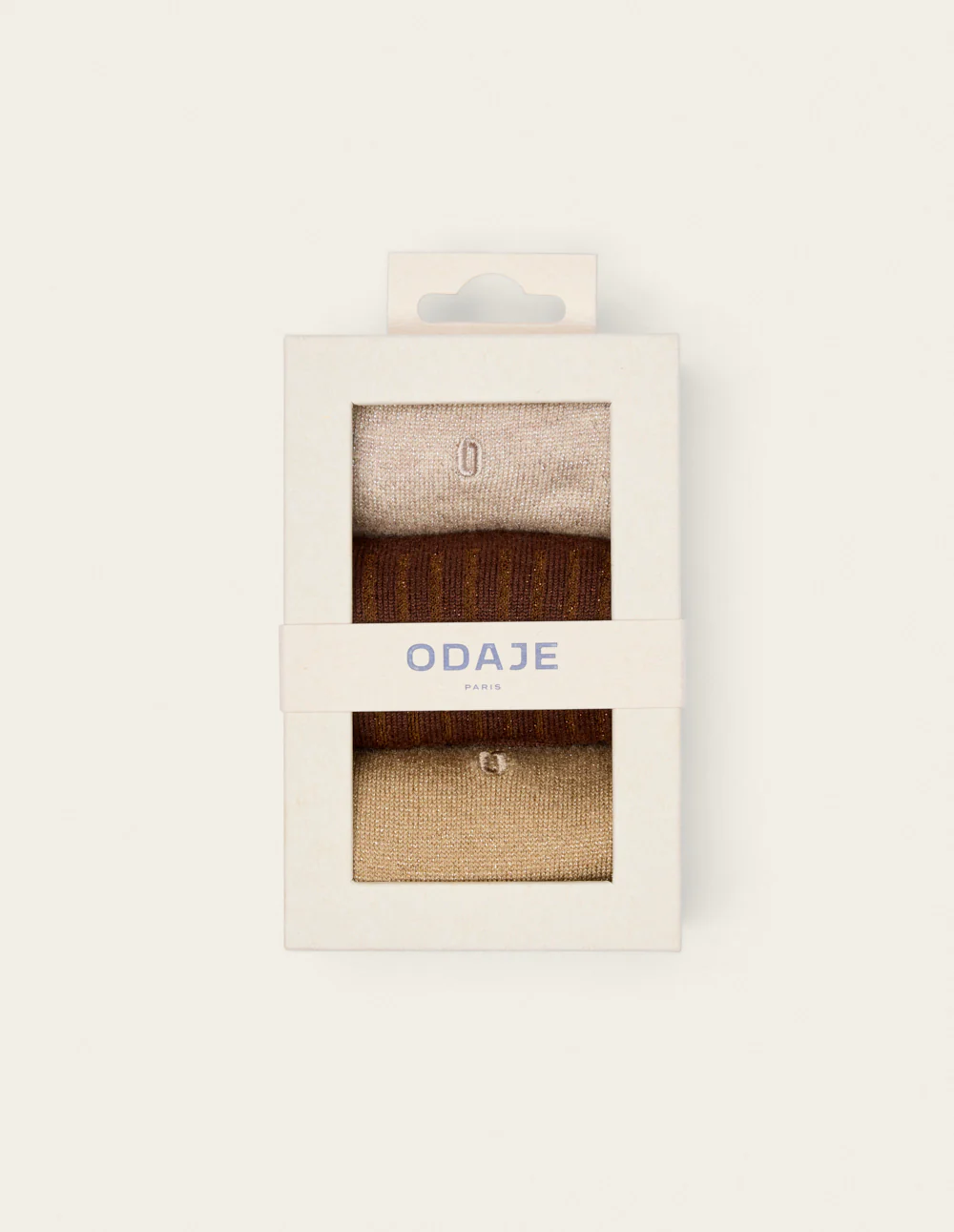 Pack de 3 Chaussettes - Côtelé doré marron écru - Image 2