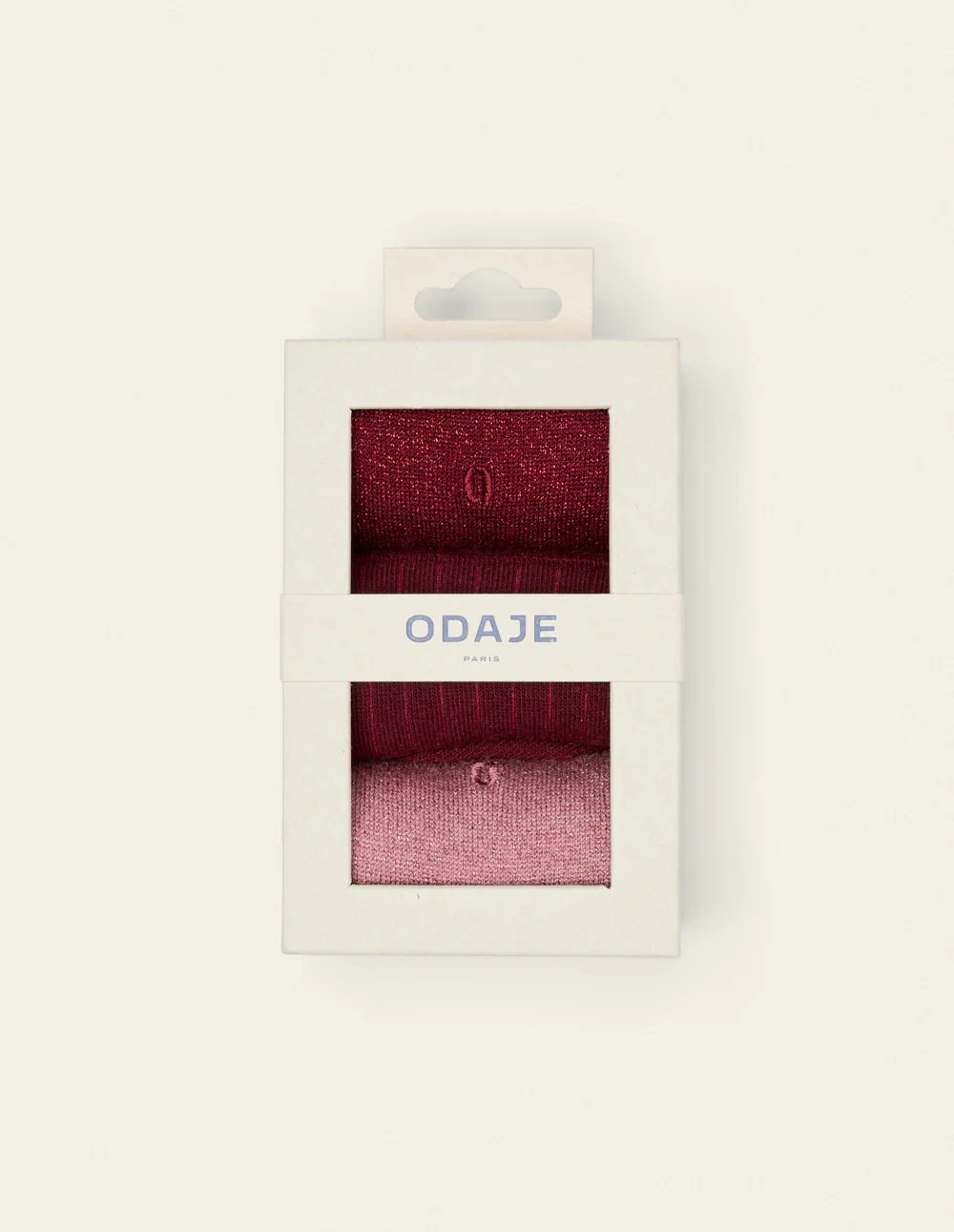 Pack de 3 Chaussettes - Côtelé et paillettes rouge bordeaux rose - Image 2