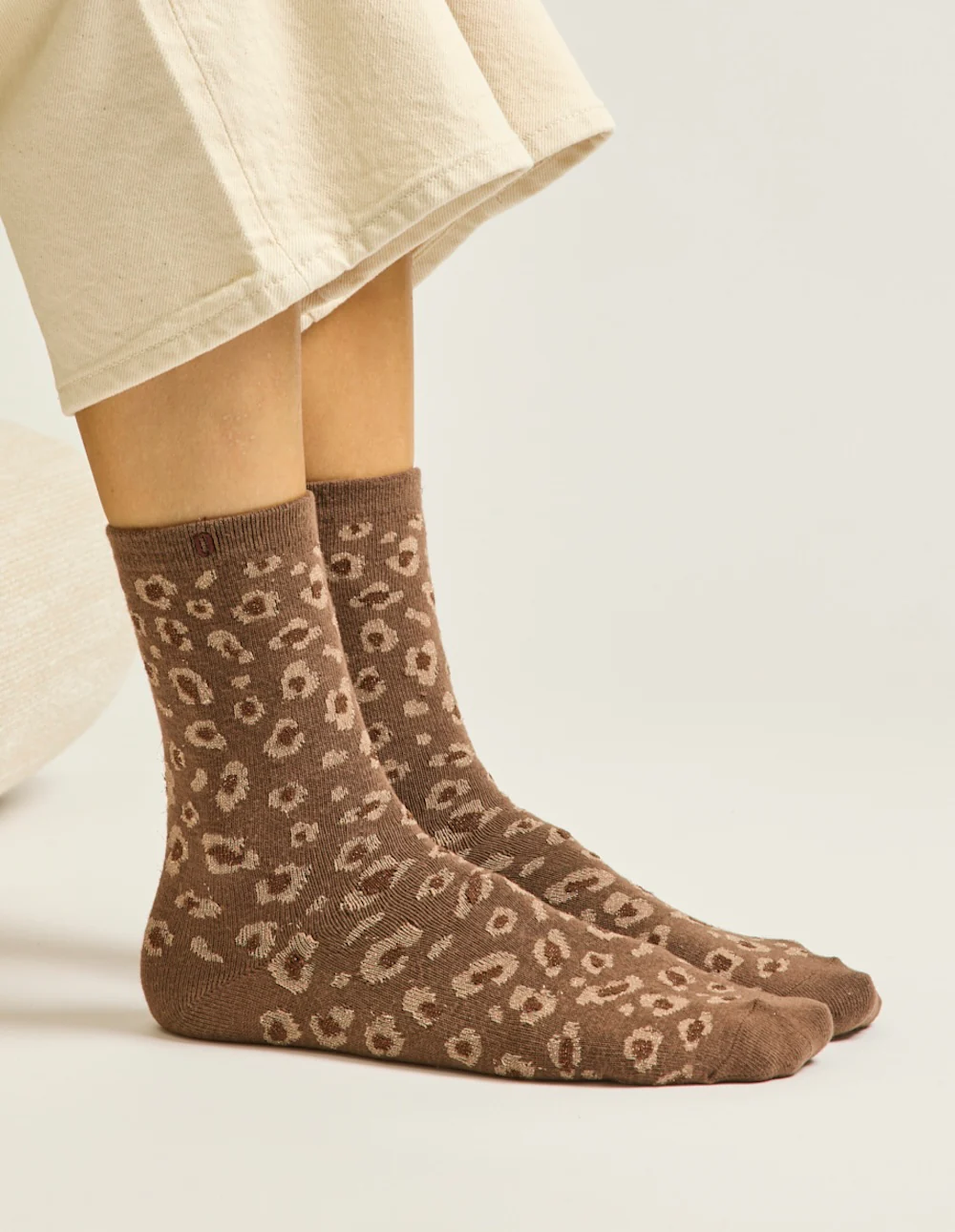 Pack de 3 Chaussettes - Fantaisie paillettes et léopard marron doré - Image 4