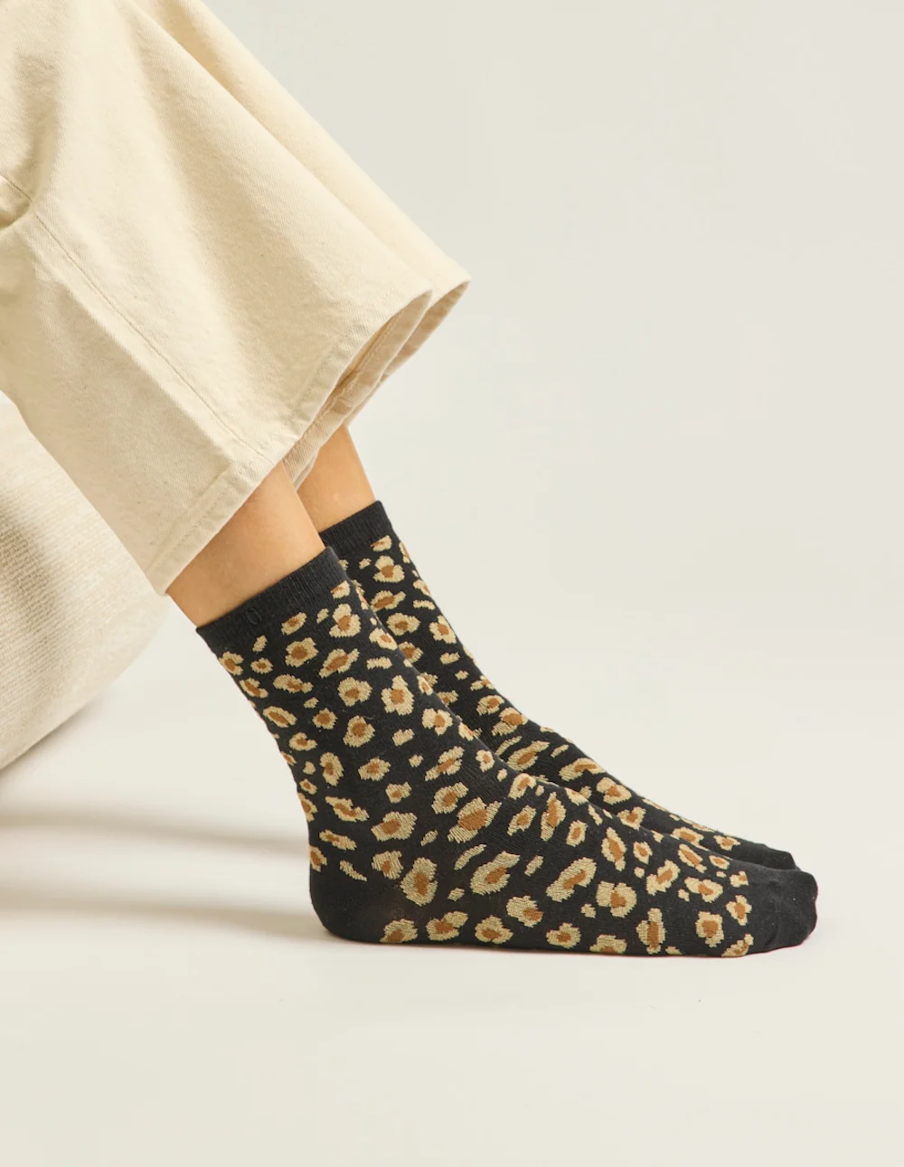 Pack de 3 Chaussettes - Fantaisie paillettes et léopard noir doré - Image 3