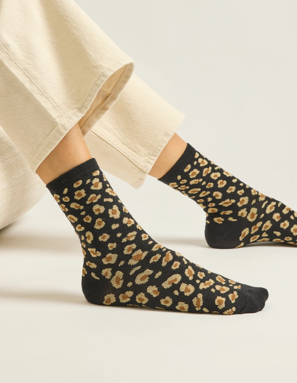 Pack de 3 Chaussettes - Fantaisie paillettes et léopard noir doré - Image 4