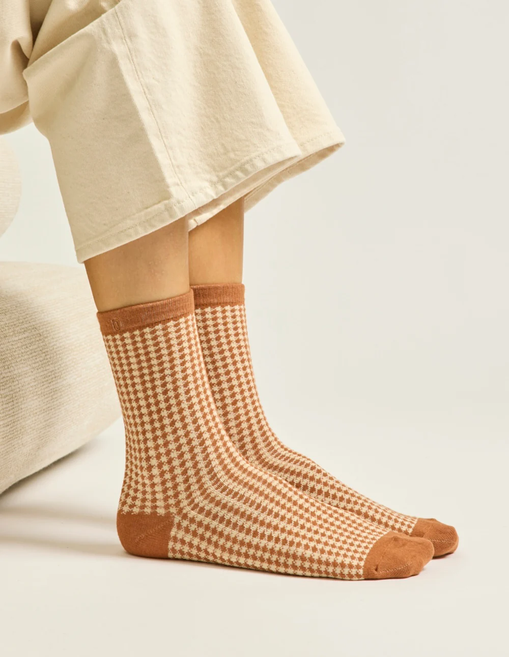 Pack de 3 Chaussettes - Paillettes et pied-de-poule marron - Image 4