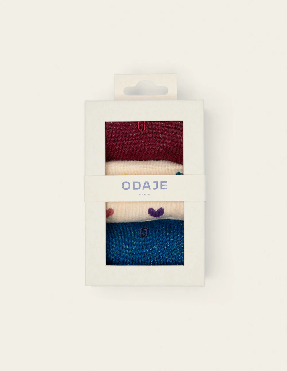 Pack de 3 Chaussettes - Fantaisie petit coeur multicouleur et paillettes bordeaux bleu - Image 2