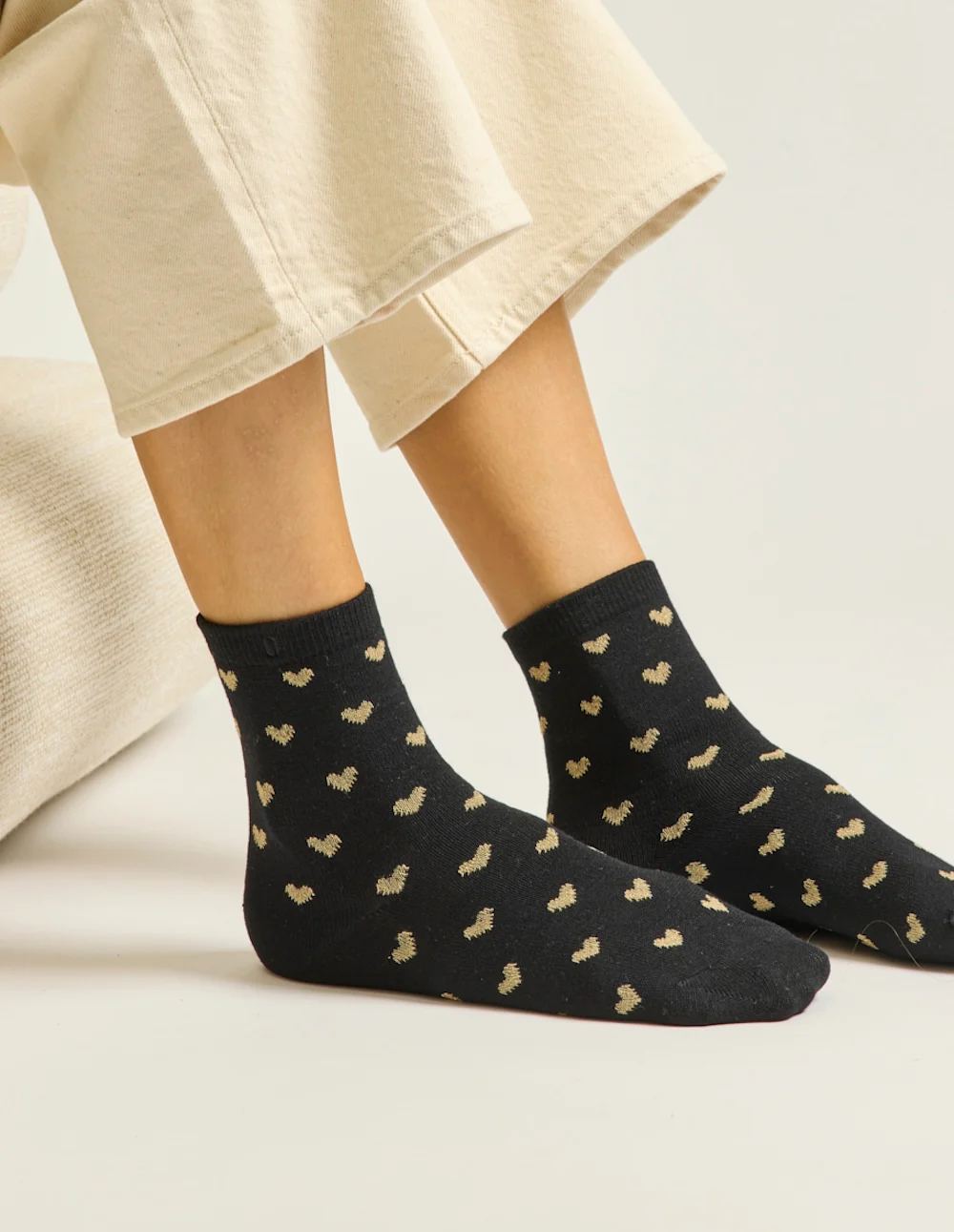 Pack de 3 Chaussettes - Fantaisie petit coeur noir doré - Image 3