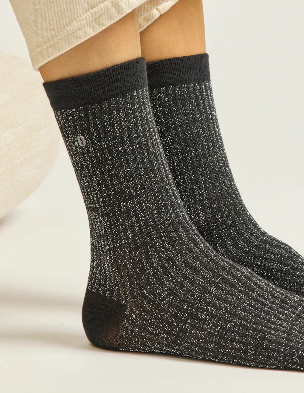 Pack de 3 Chaussettes - New Côtelé noir argenté champagne - Image 3