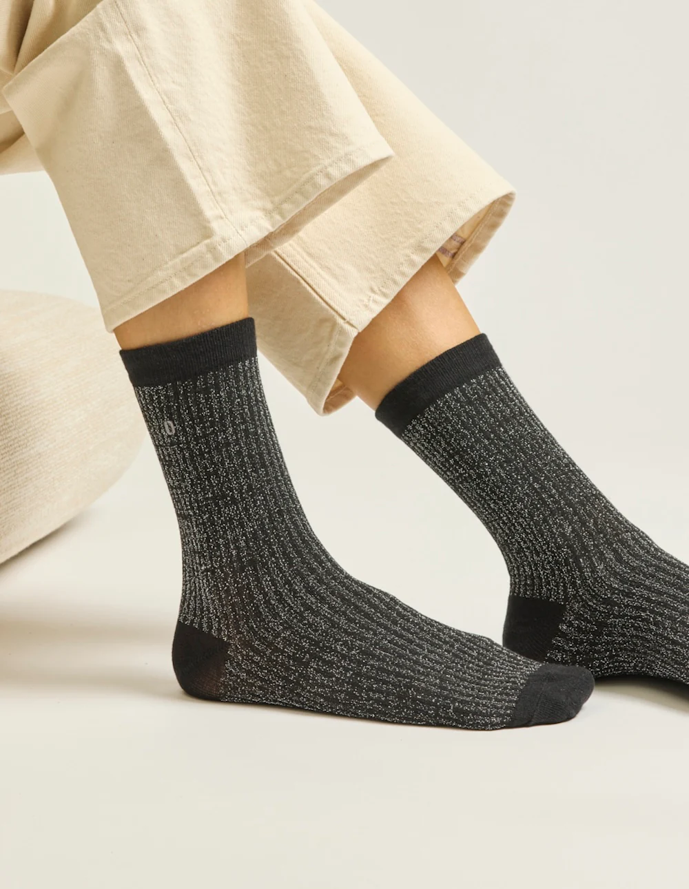 Pack de 3 Chaussettes - New Côtelé noir argenté champagne - Image 4