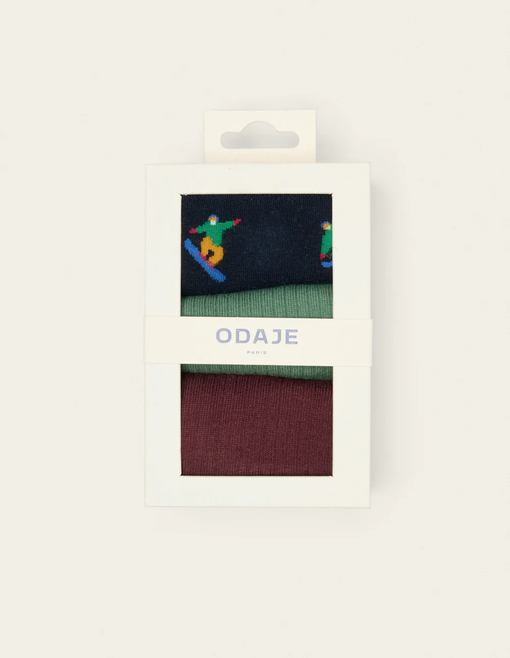 Pack de 3 Chaussettes - Snowboarder vert marine bordeaux - Image 2