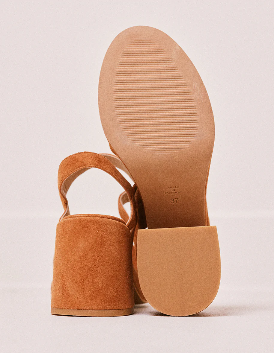 Sandales à talons Rachelle - Suède cognac - Image 3