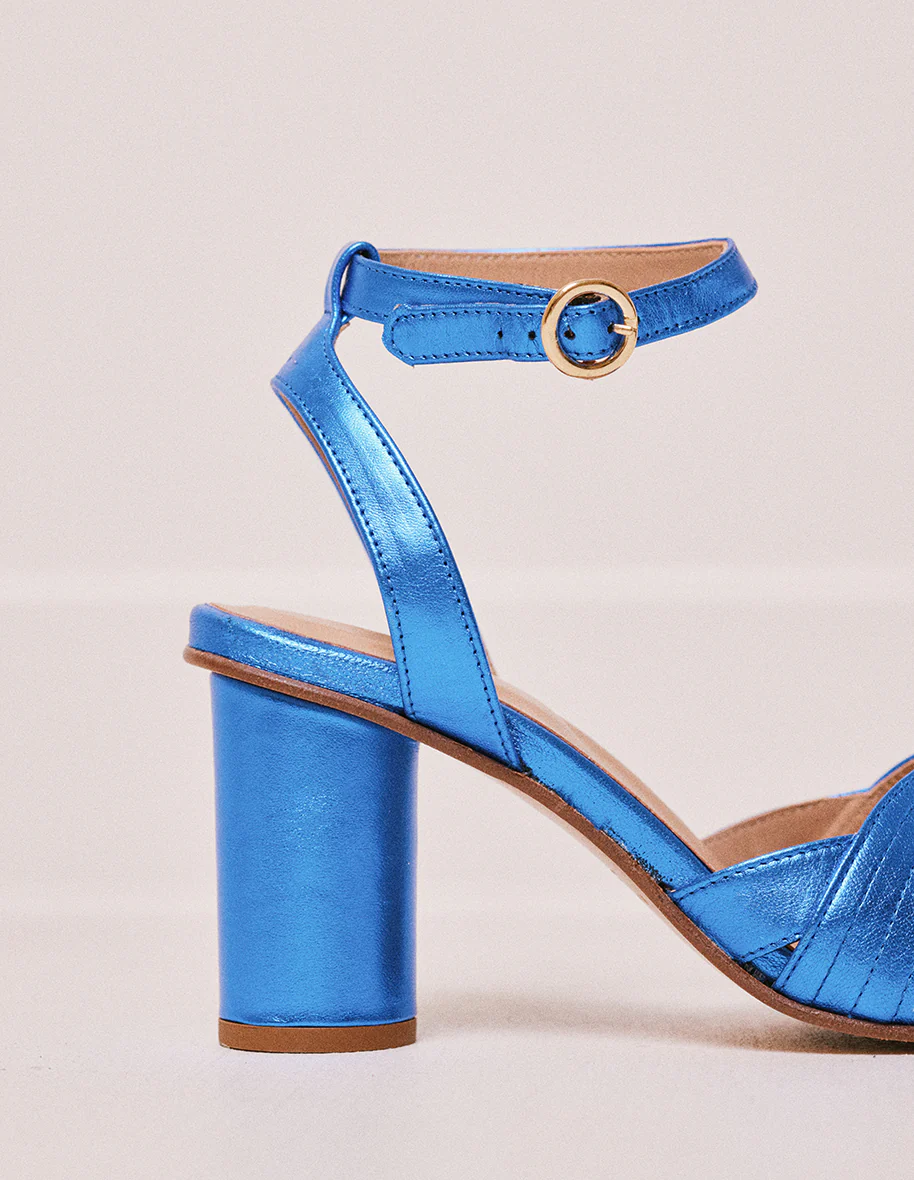 Sandales à talons Rebecca - Cuir métallisé bleu - Image 3