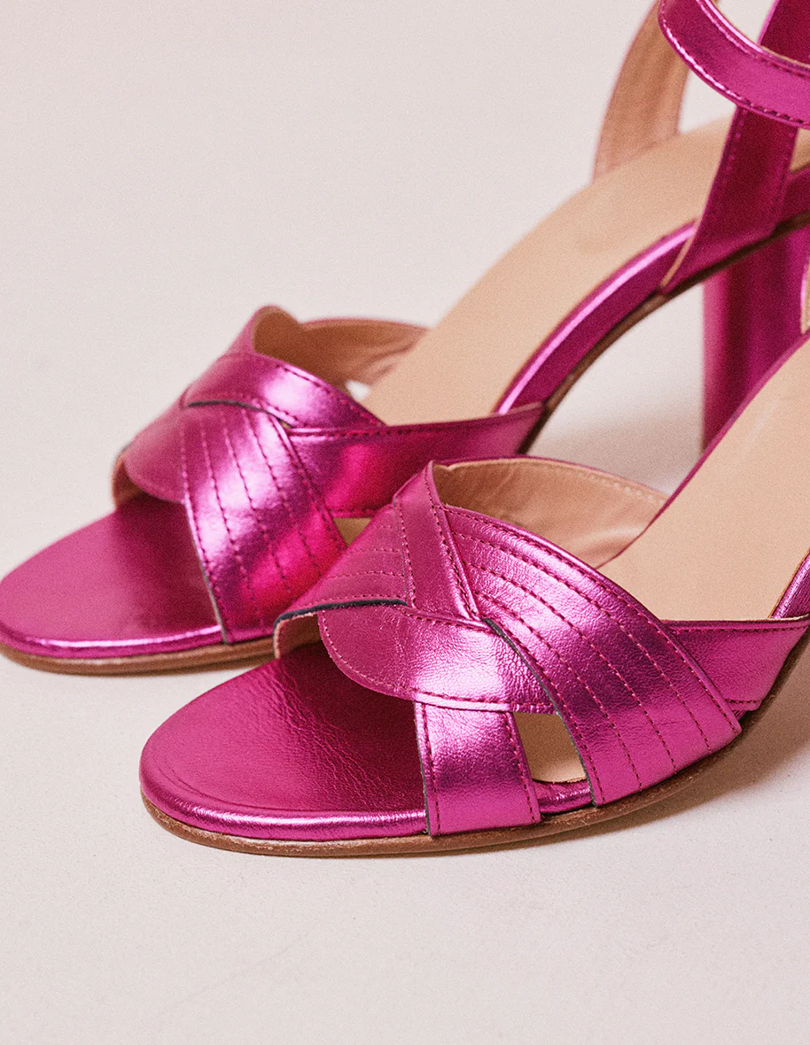 Sandales à talons Rebecca - Cuir métallisé fuchsia - Image 3