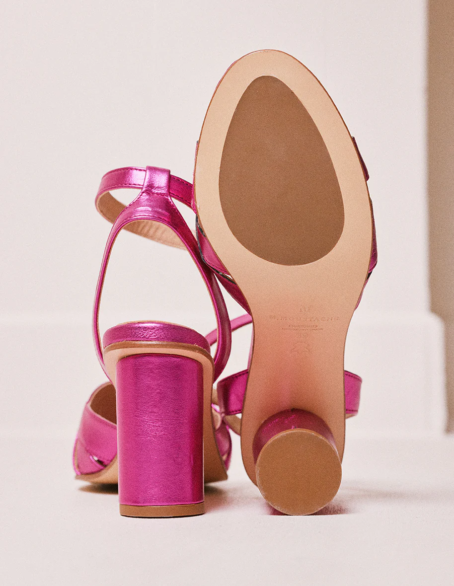 Sandales à talons Rebecca - Cuir métallisé fuchsia - Image 5