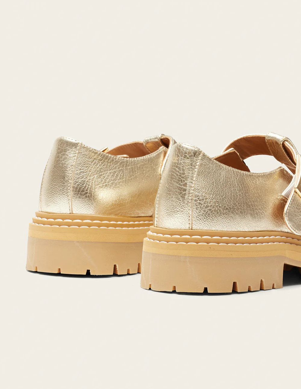 Derbies Romane Ajourée - Cuir grainé champagne - Image 5