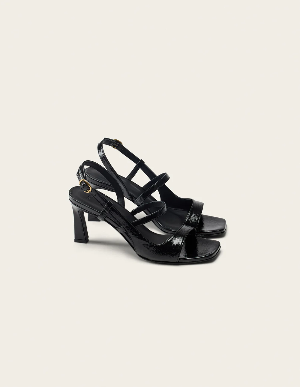 Sandales à talons Casta - Cuir plissé noir - Image 4