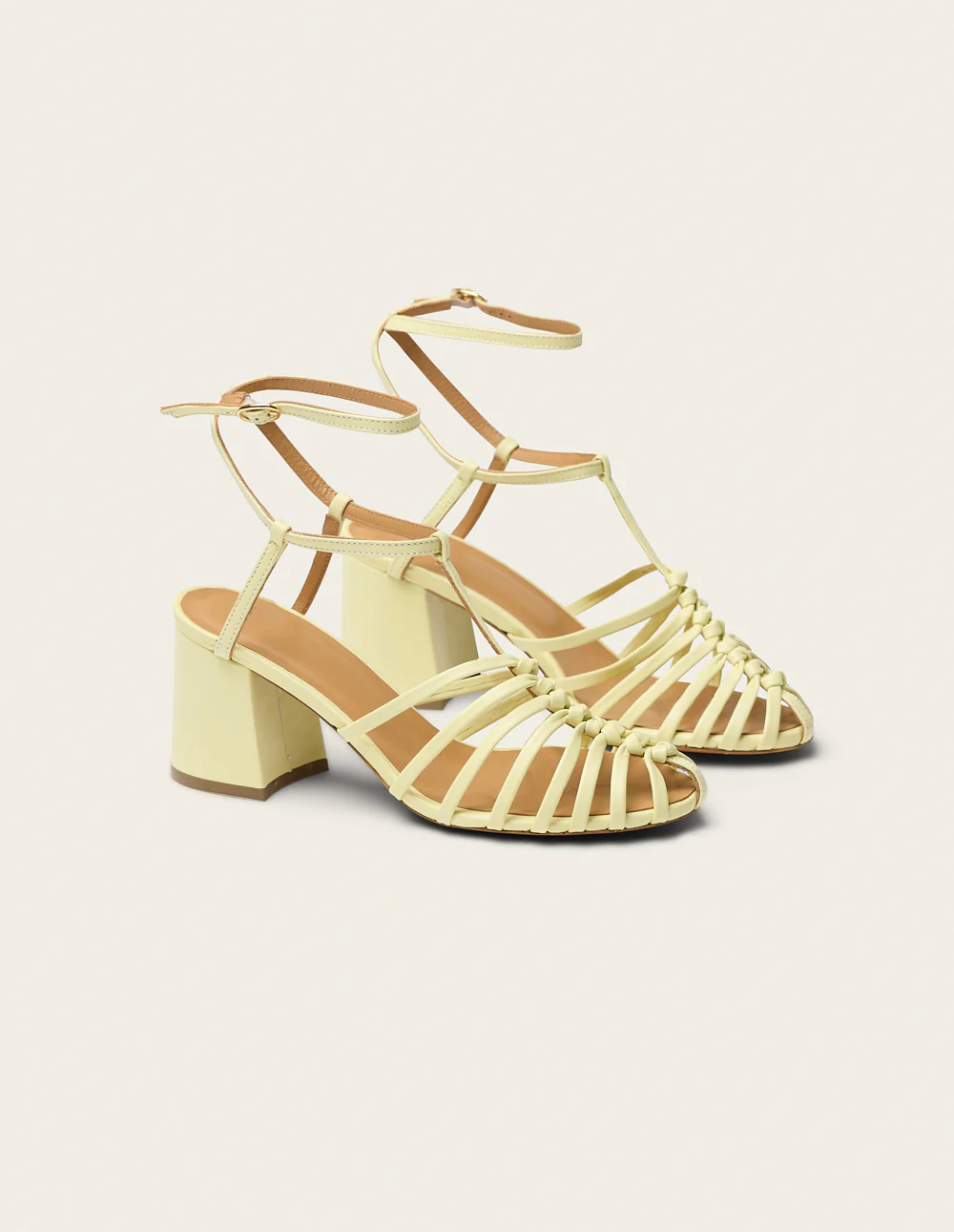 Sandales à talons Ciana - Cuir jaune pastel - Image 4