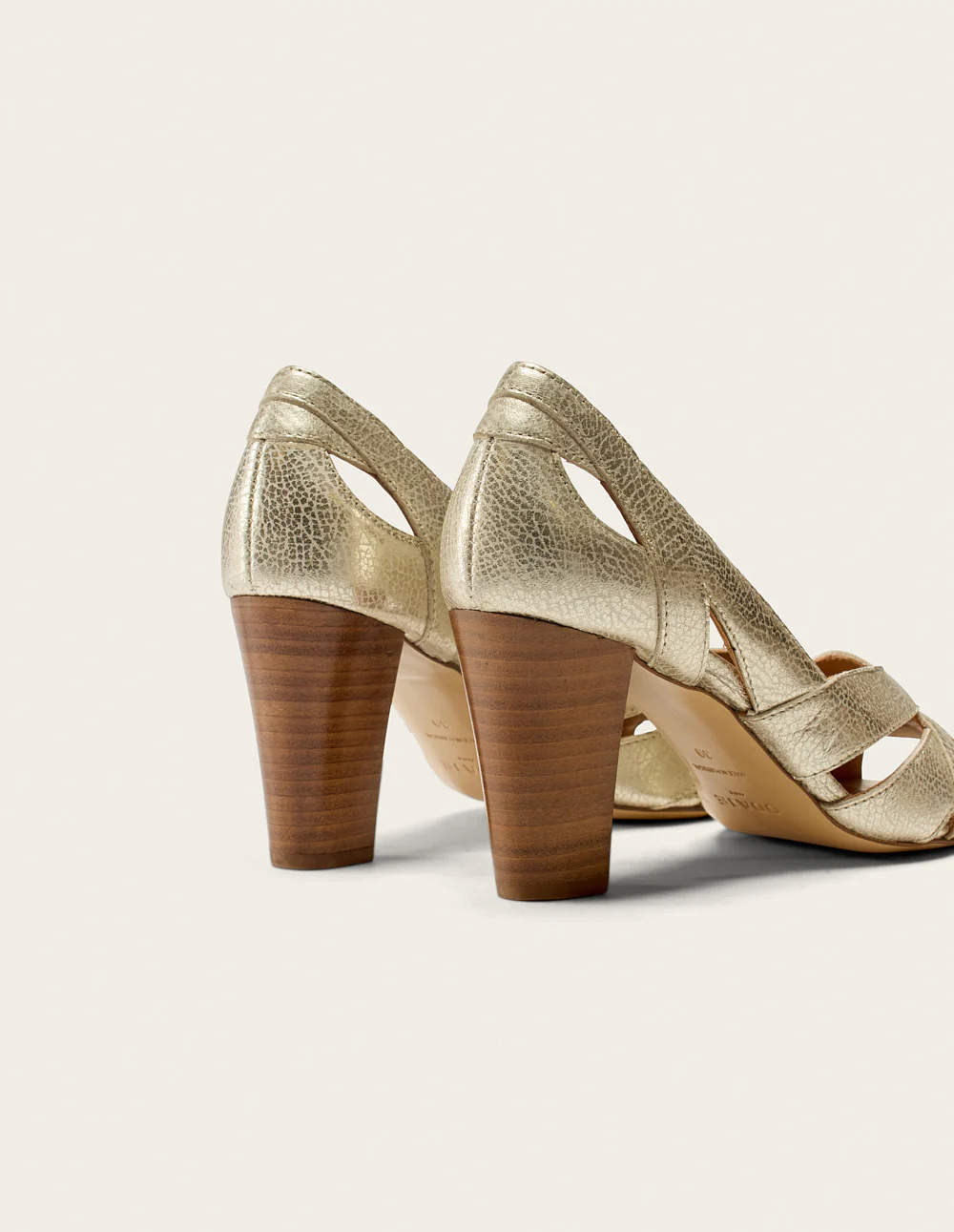 Sandales à talons Clémentine H - Cuir grainé champagne - Image 5