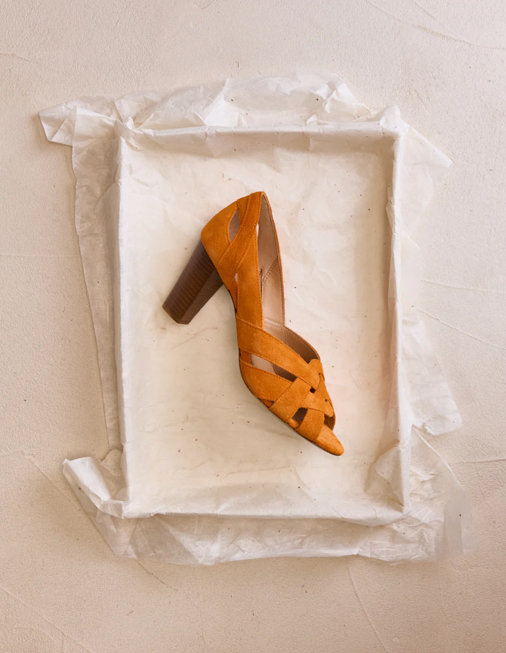 Sandales à talons Clémentine H - Suède orange - Image 3