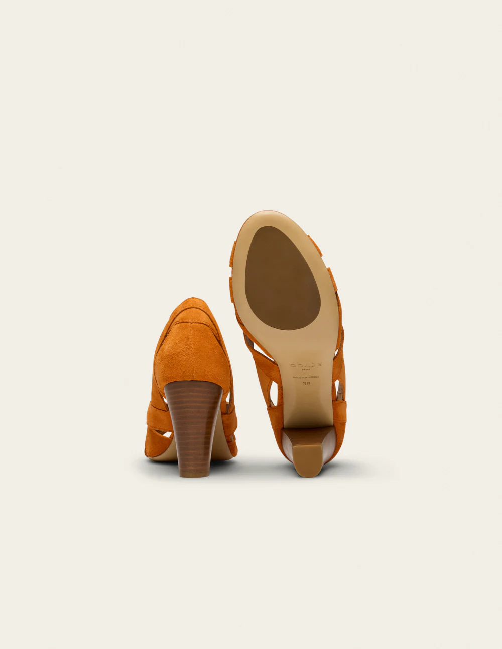 Sandales à talons Clémentine H - Suède orange - Image 6