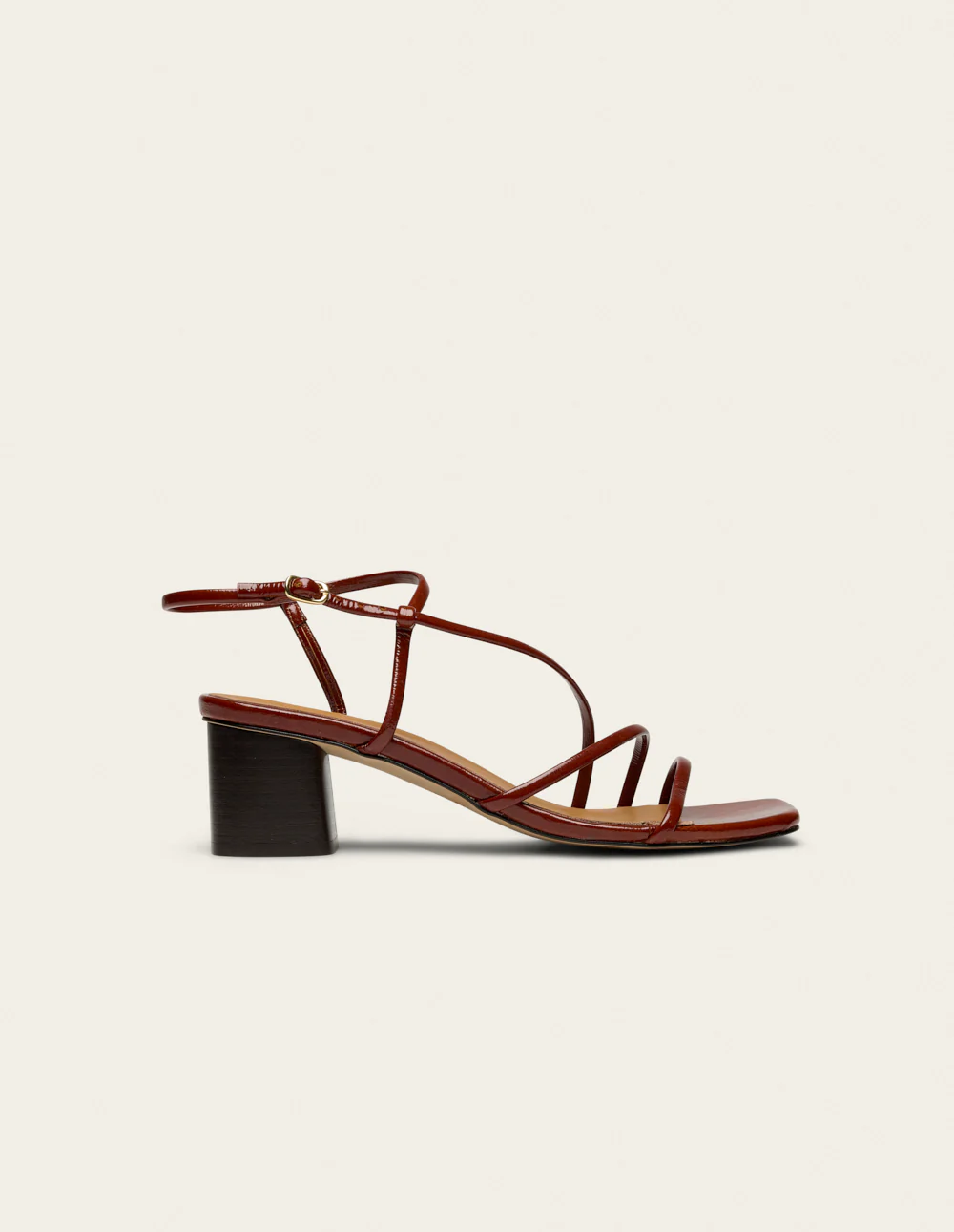 Sandales à talons Cola - Cuir plissé verni marron - Image 2