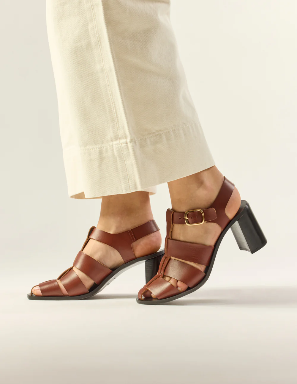 Sandales Ă talons Flango - Cuir acajou - Image 6