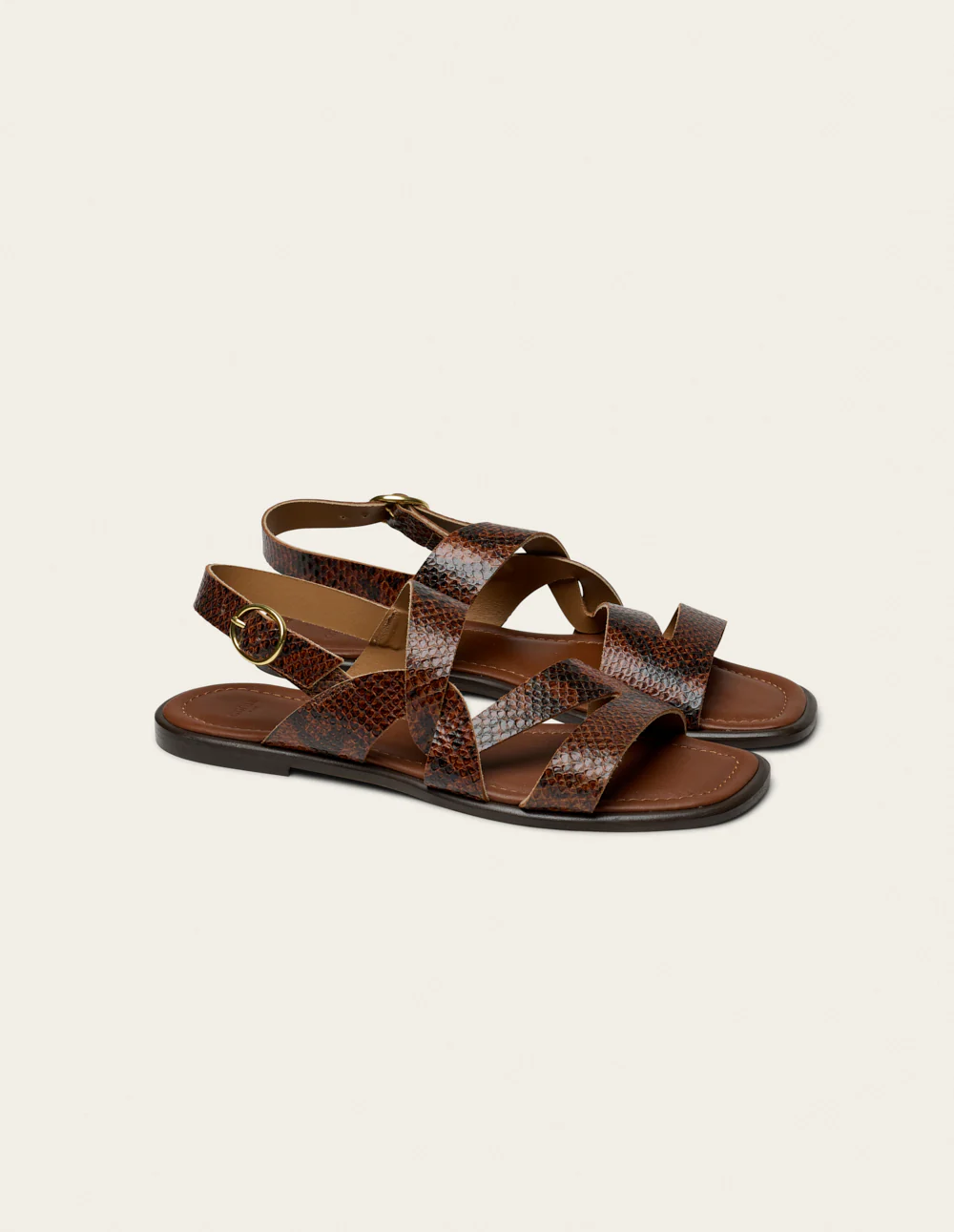 Sandales Aroa - Cuir python marron - Image 3