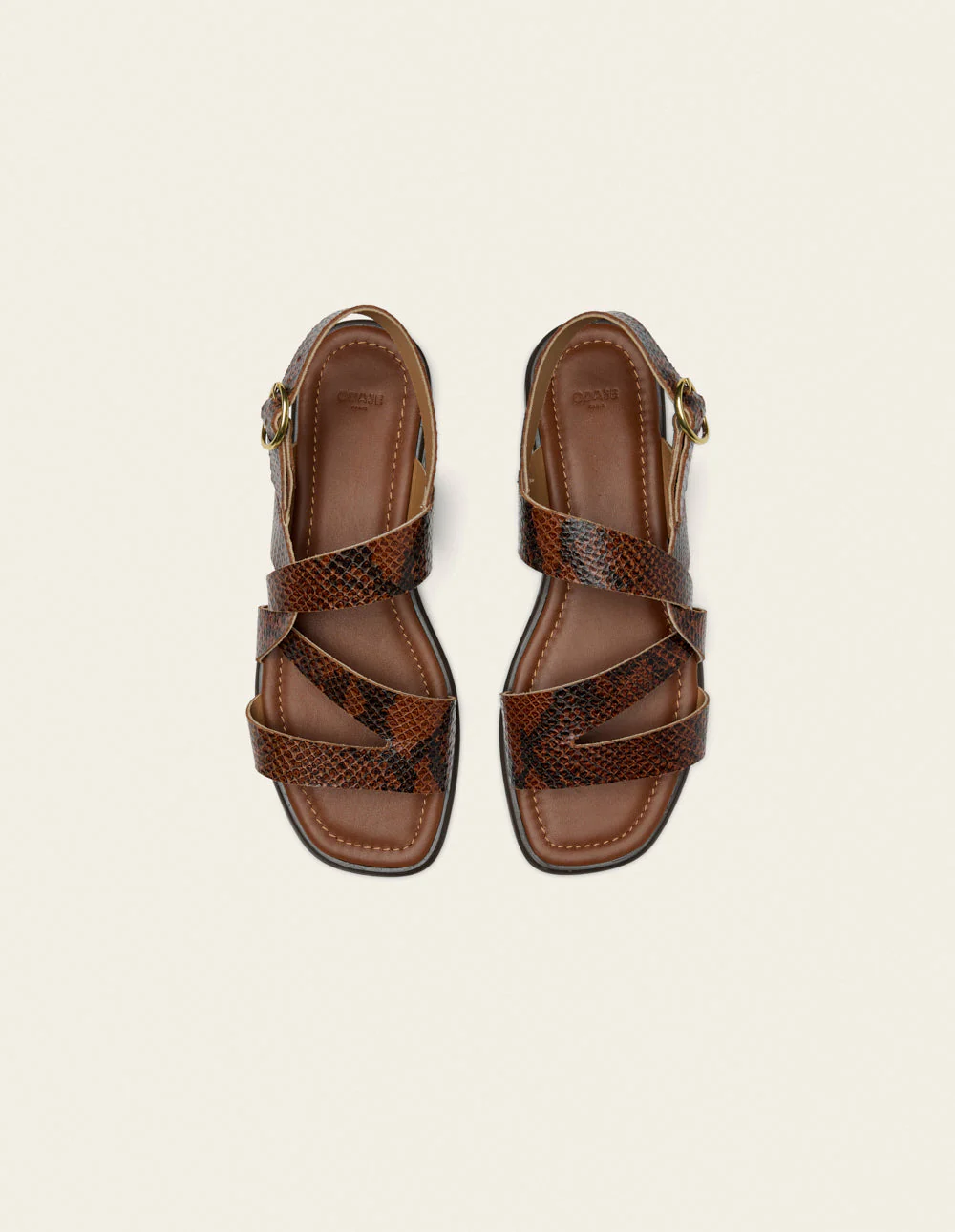 Sandales Aroa - Cuir python marron - Image 6