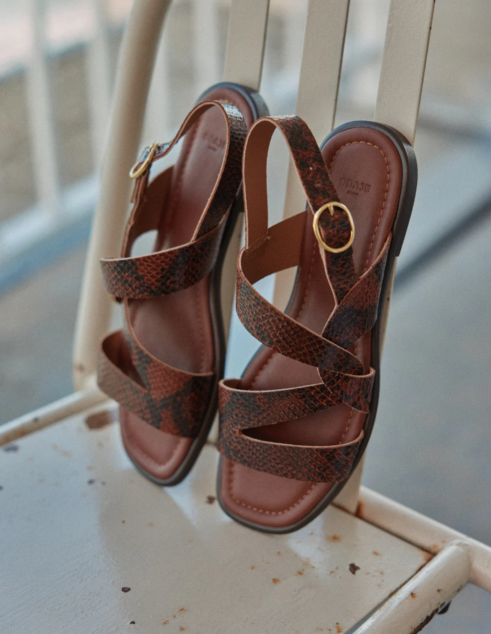 Sandales Aroa - Cuir python marron - Image 7