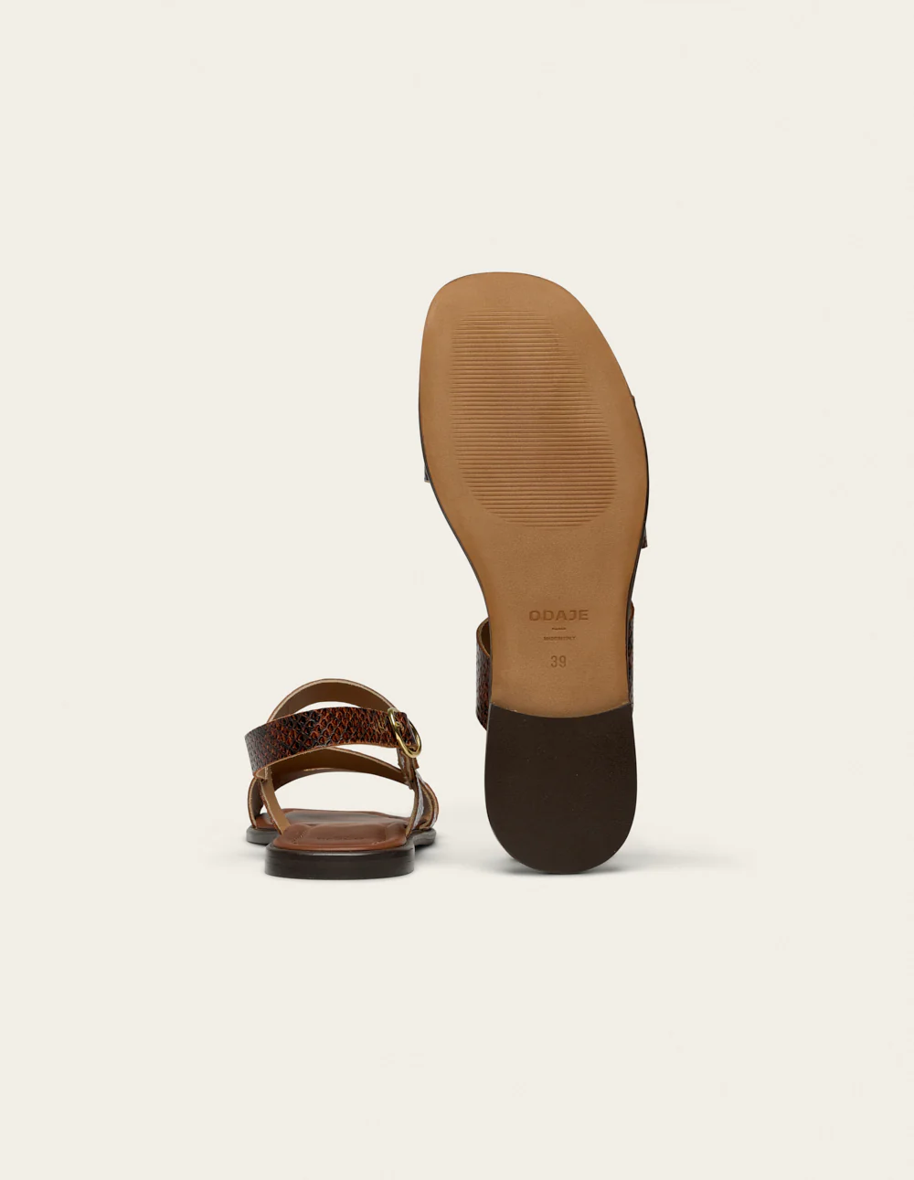 Sandales Aroa - Cuir python marron - Image 8