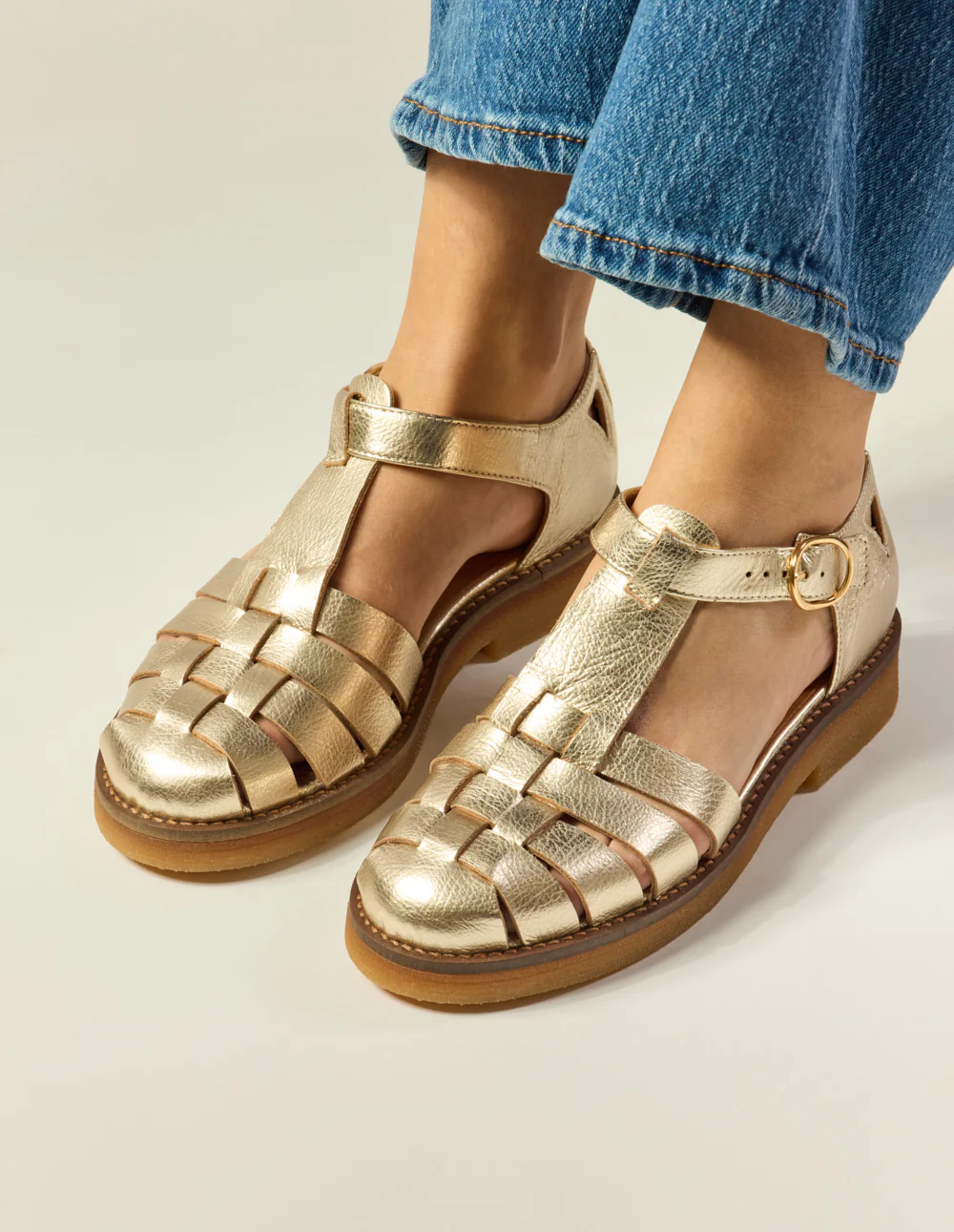 Sandales Charlie - Cuir grainé champagne - Image 4