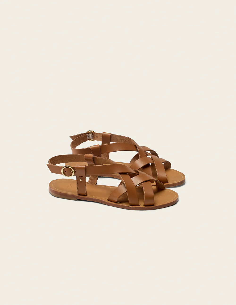 Sandales plates Lisa - Cuir camel - Image 3