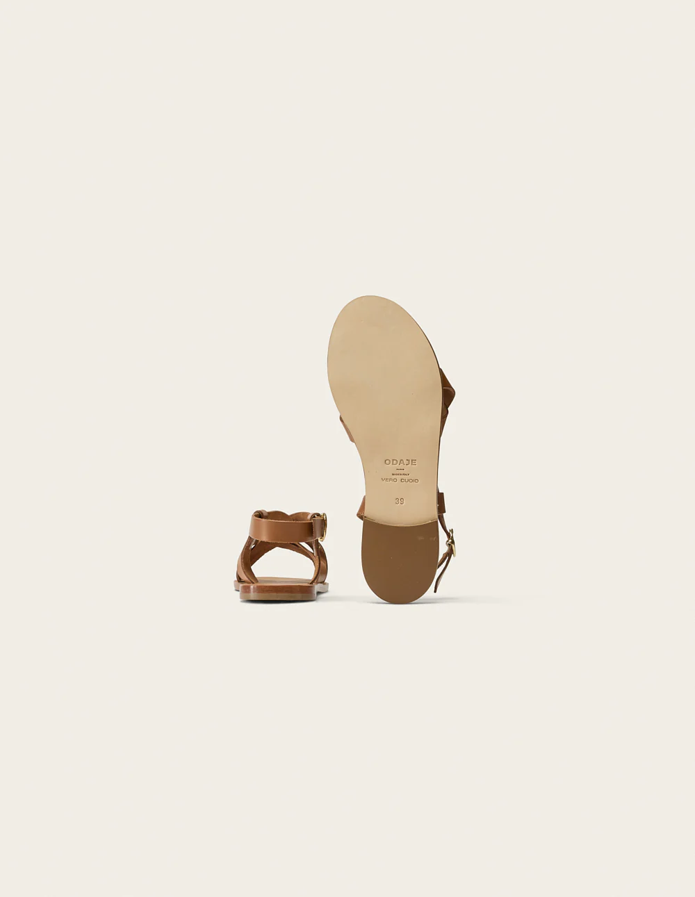 Sandales plates Lisa - Cuir camel - Image 5