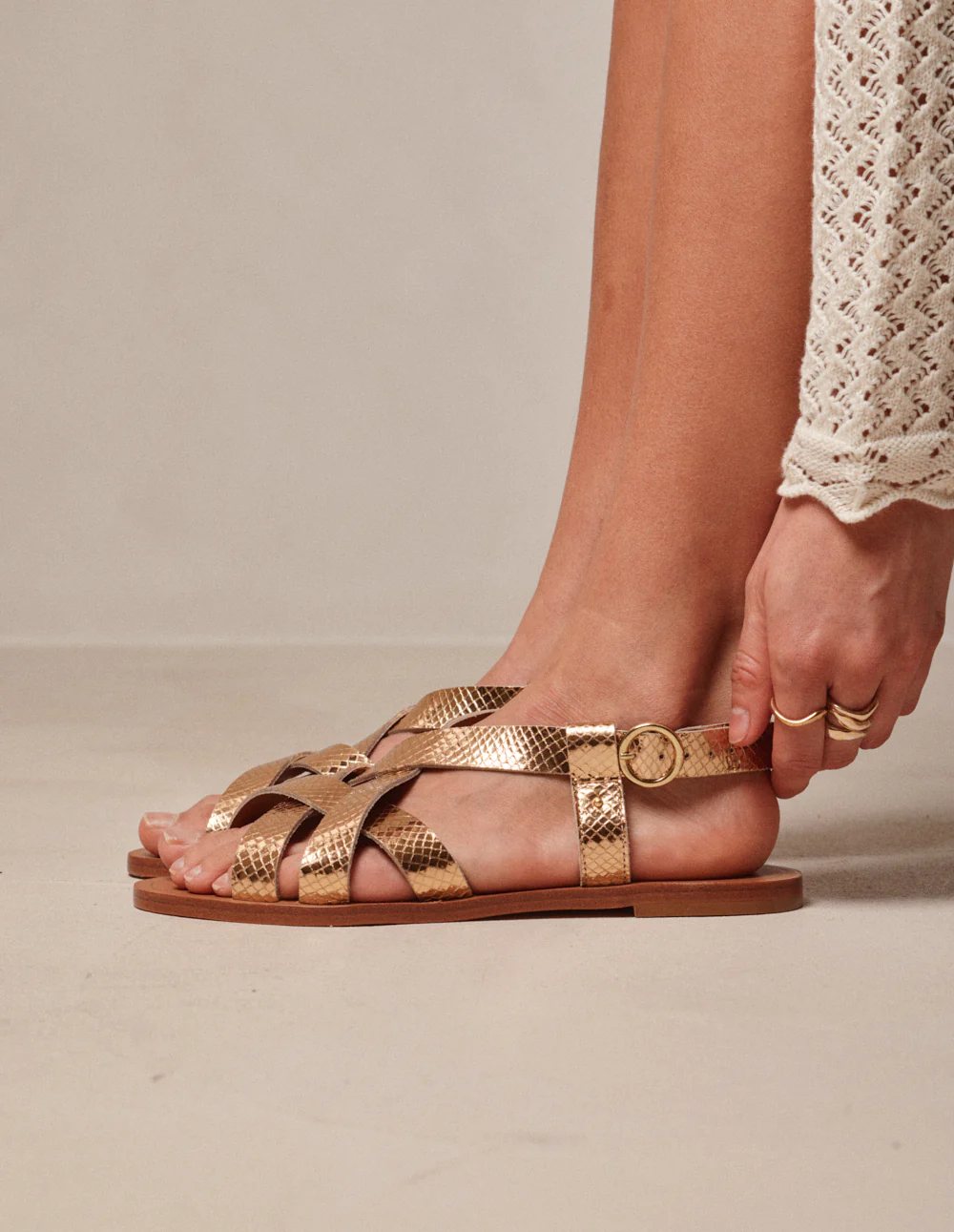 Sandales Lisa - Cuir python doré - Image 3