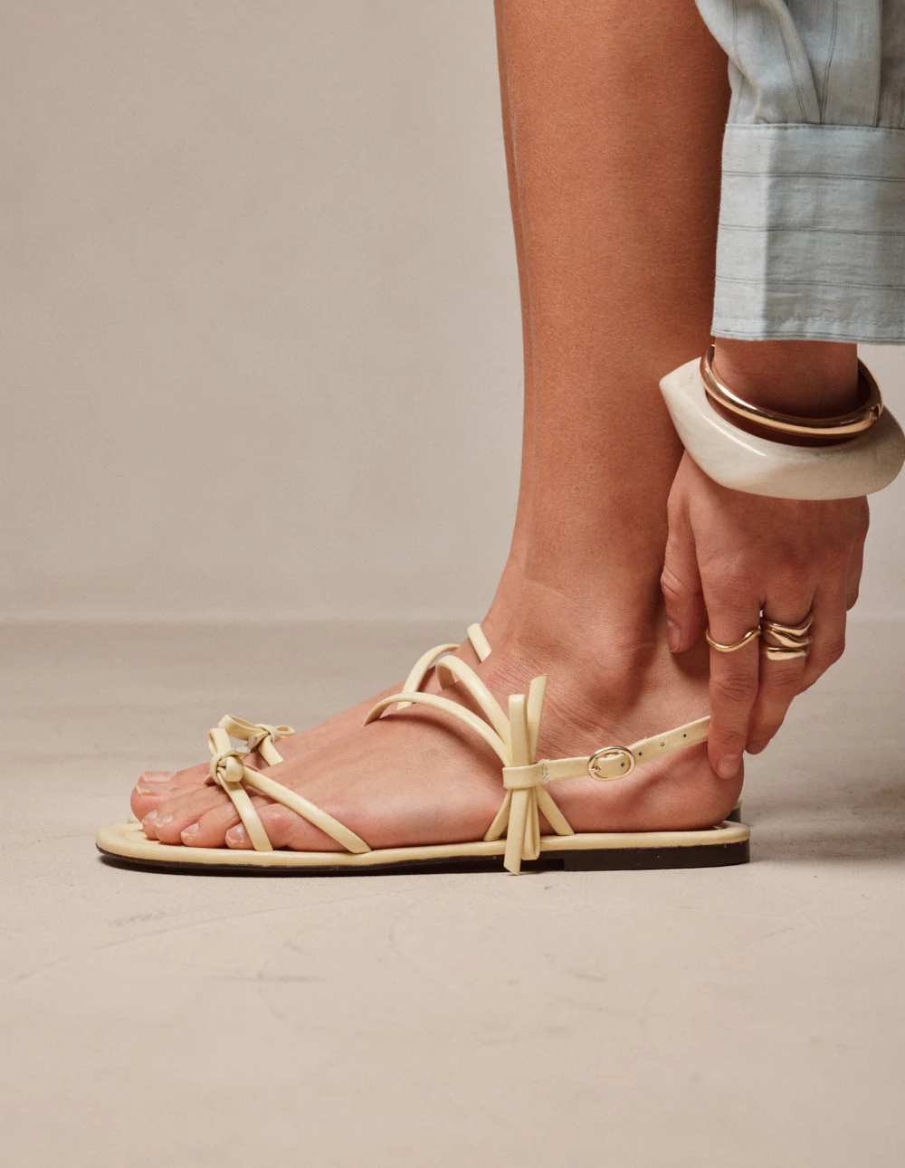 Sandales Nilu - Cuir jaune pastel - Image 3