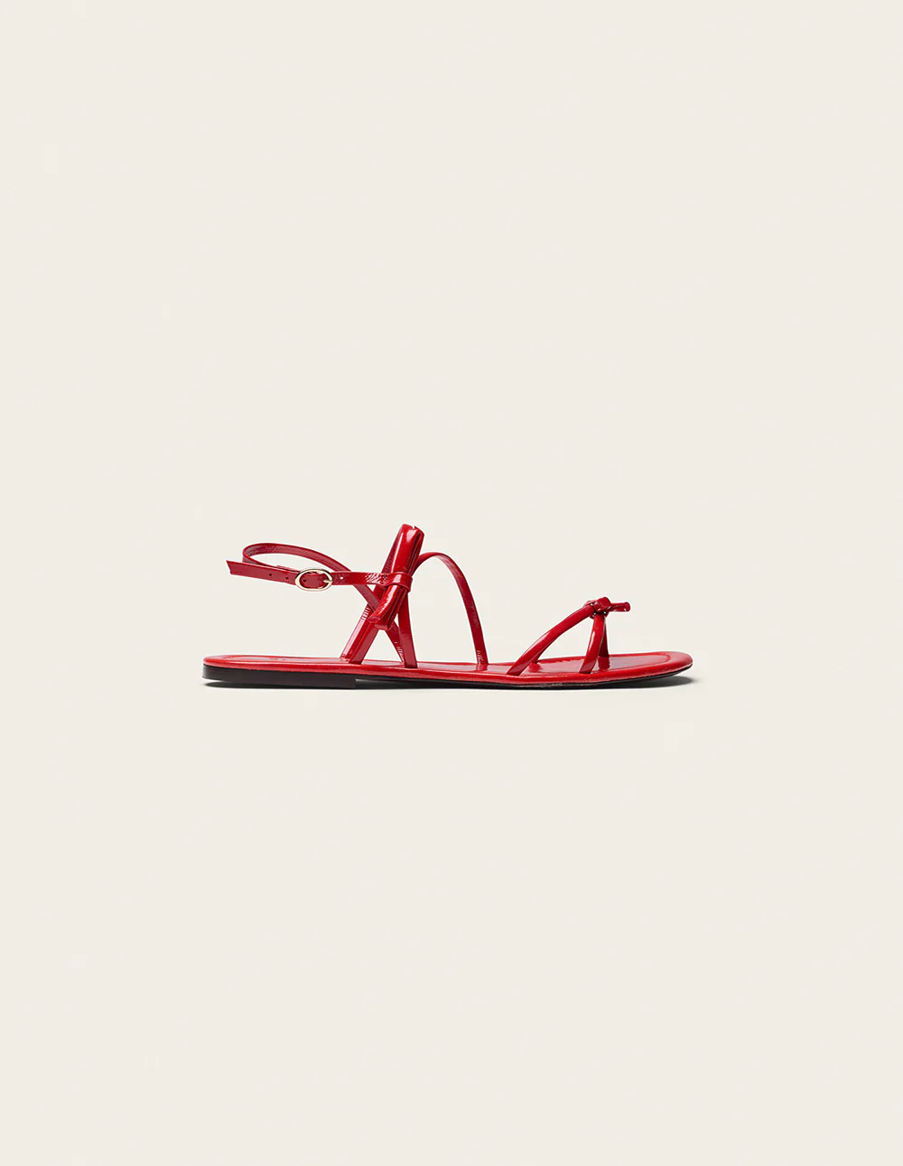Sandales Nilu - Cuir plissé verni rouge