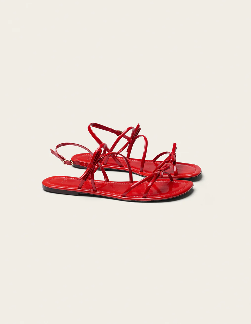 Sandales Nilu - Cuir plissé verni rouge - Image 3