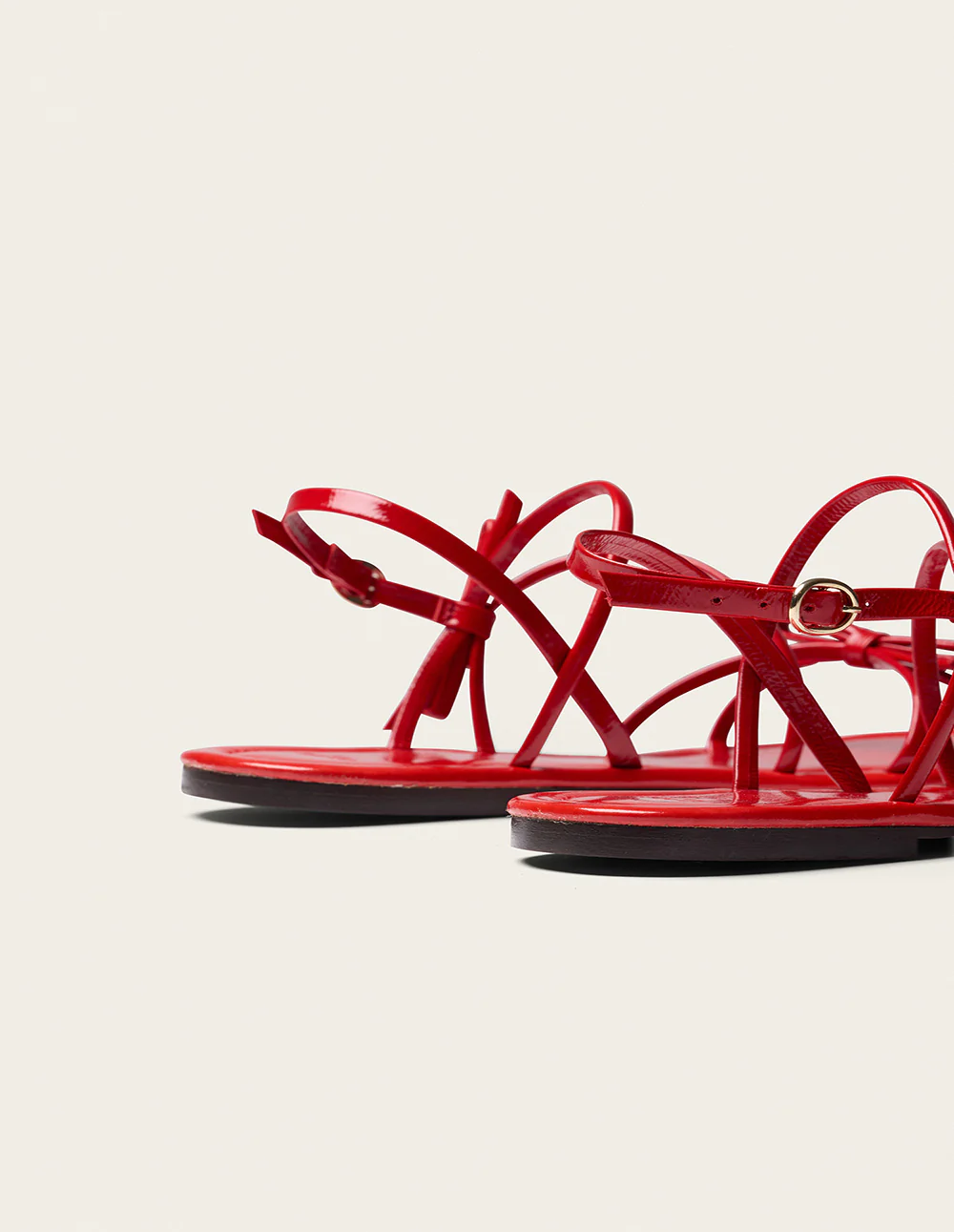 Sandales Nilu - Cuir plissé verni rouge - Image 5