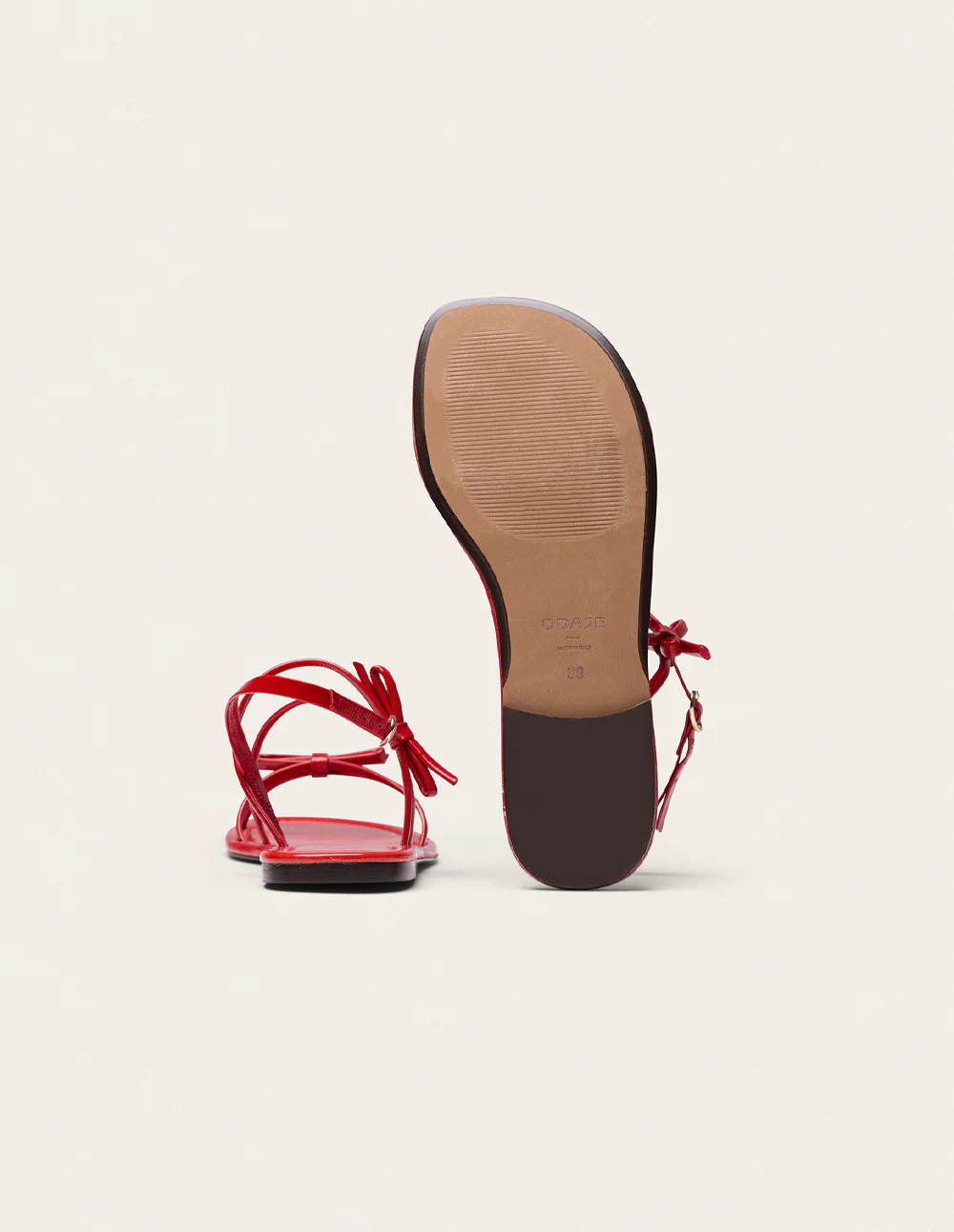 Sandales Nilu - Cuir plissé verni rouge - Image 7