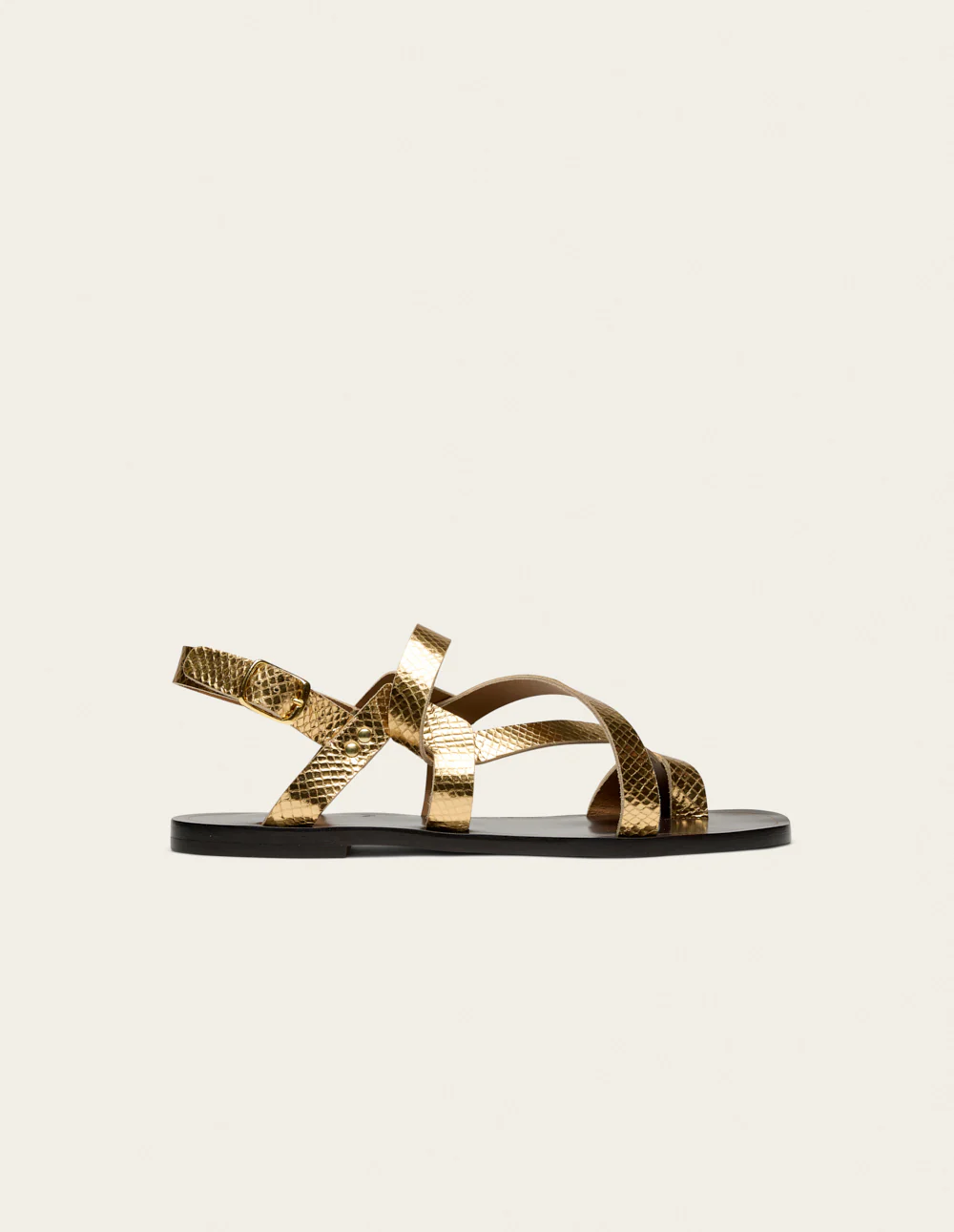 Sandales Siani - Cuir python doré
